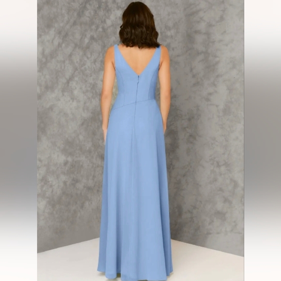 🆕Azazie Steel Blue Sleeveless Maxi Dress - Picture 2 of 12